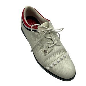 G/Fore Grosgrain Stud Cap Toe Gallivanter Golf Shoes 8 White Golf Cleats